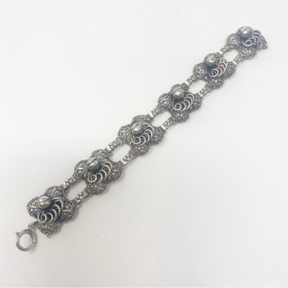 666 Vintage Silver Hobé Filigree Bracelet